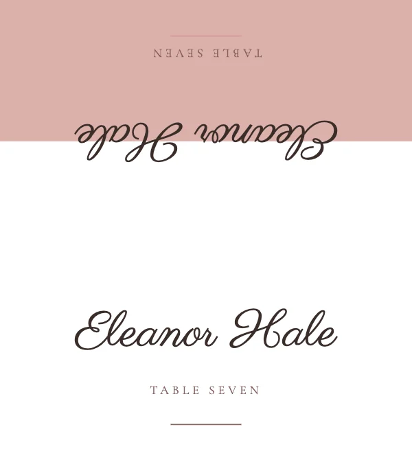 Blush and Oat Elegant 3.5×4 Folded Tent Place Card