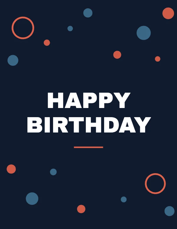 Coral and Navy Playful 4.25×5.5 A2 Folded Birthday Greeting Card