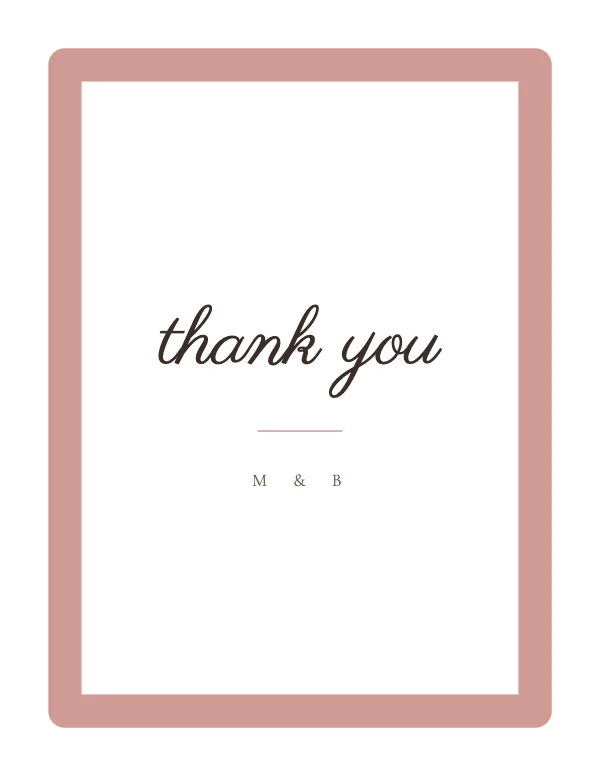 Blush and Oat Elegant 4.25×5.5 A2 Folded Wedding Thank You Note