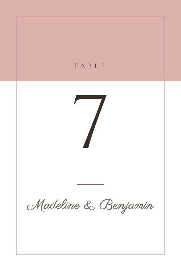 Blush and Oat Elegant 4×6 Wedding Table Number
