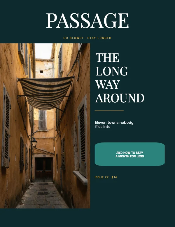Teal and Gold Editorial 8.5×11 Travel Magazine Cover