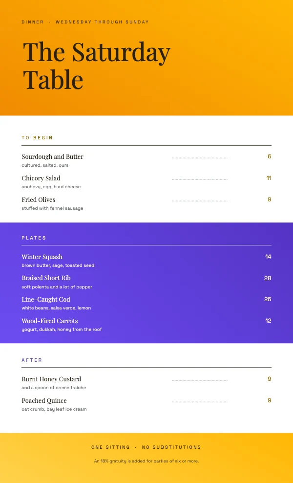 Sun and Lilac 8.5 × 14 in Stacked Panel Menu