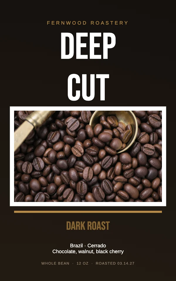 Black and Brass Bold 5×8 Coffee Bag Label