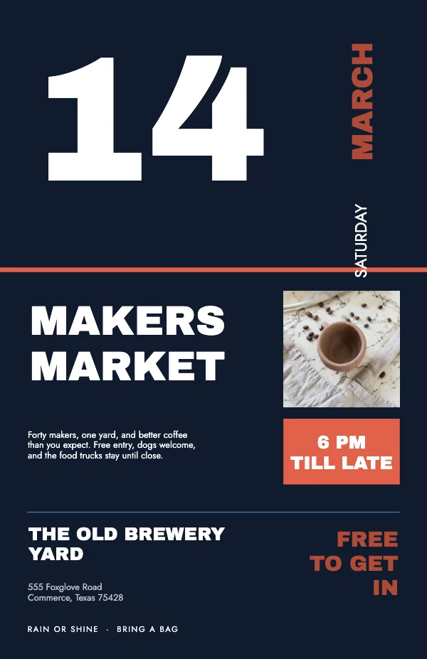 Coral and Navy Modern 11×17 Event Poster
