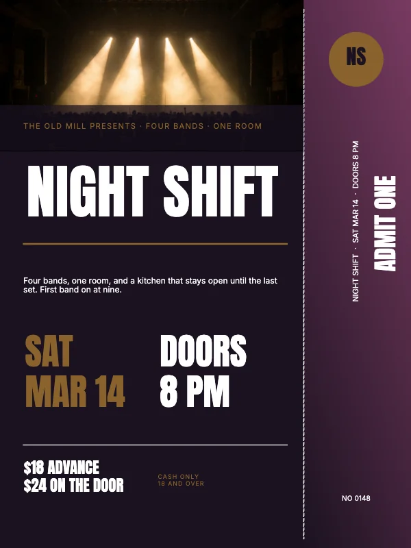 Plum and Amber Bold 18×24 Concert Poster