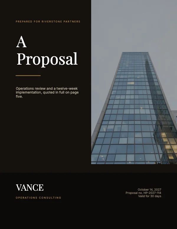 Black and Brass Professional 8.5 × 11 Services Proposal
