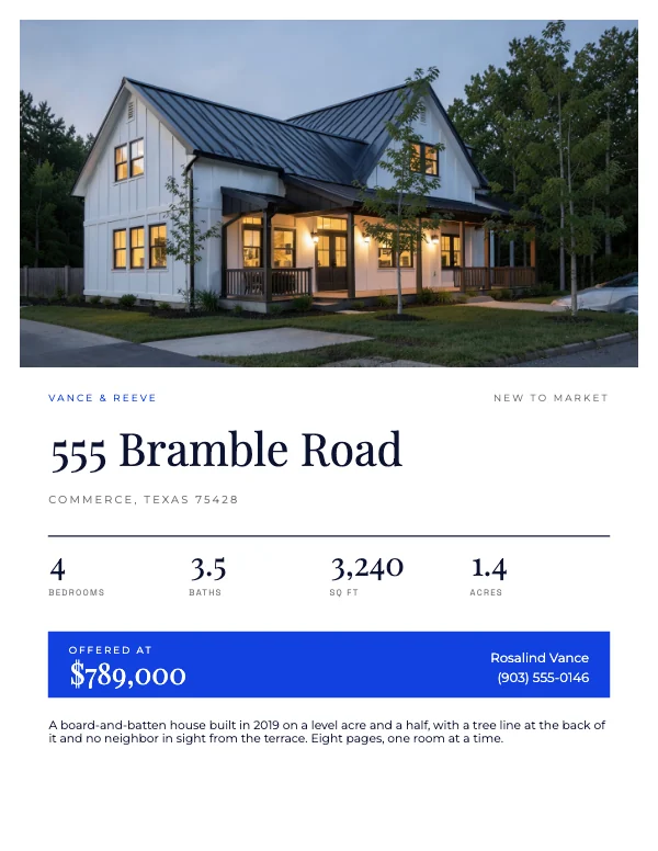 Blue and Flame 8.5 × 11 Real Estate Property Listing Book