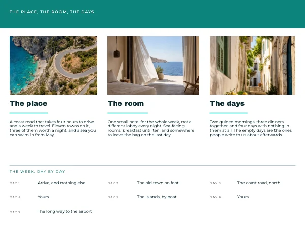 Mint and Navy 11 × 8.5 Travel Destination Tri-Fold Brochure — Inside