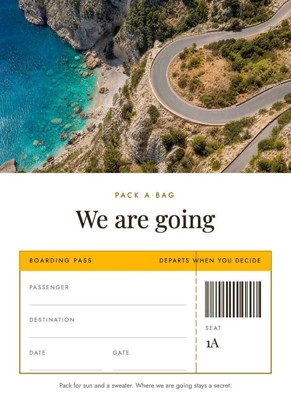 Sun and Lilac 5 × 7 Travel Trip Reveal Card